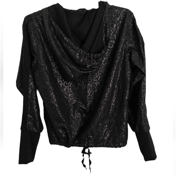 Zyia Active Medium Black Animal Print Lightweight Mesh Windbreaker Jade Jacket - Picture 3 of 16